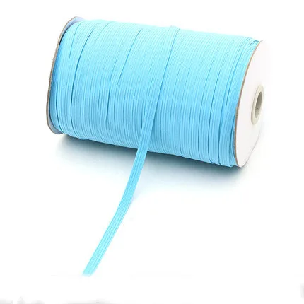 light blue 6 мм Красочные белые черные эластичные ленты канатная Резиновая лента линия спандекс лента шитье из кружева отделка поясная лента аксессуары для одежды 100y - Цвет: light blue