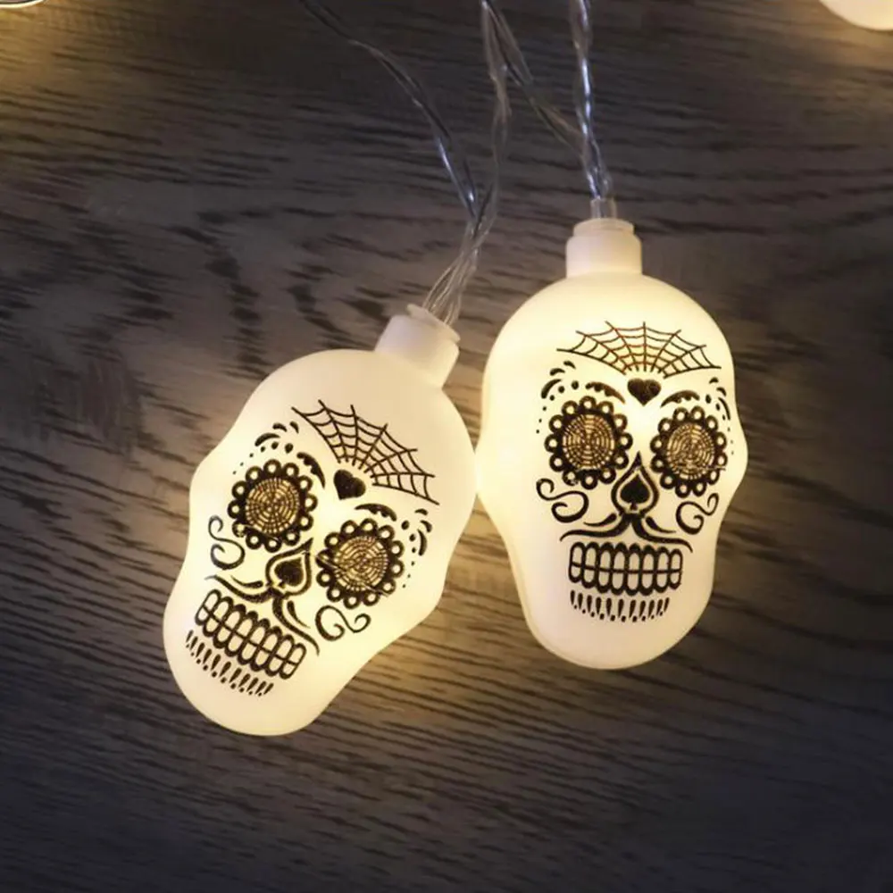 

Skull String Lights LED Lantern Outdoor Fairy Lights Barbecue Party Home Garden Decor Lamps DIY Creative Pendant Lighting Chains