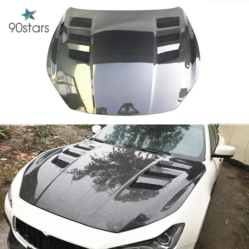 

Крышка переднего бампера двигателя из настоящего углеродного волокна для Maserati ghiсот 2014 2015 2016, капот, аксессуары для автомобиля