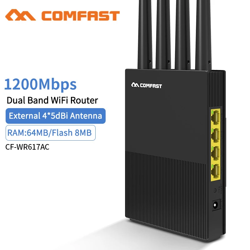 Comfast двухдиапазонный беспроводной Wi-Fi роутер 1200 Мбит/с 2 4 ГГц + 5 RJ45 Wan/Lan Smart * 5dBi