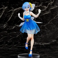 bandai anime re life in a different world from zero 23cm action figures rem lovely girl doll crystal dress toy collect ornament