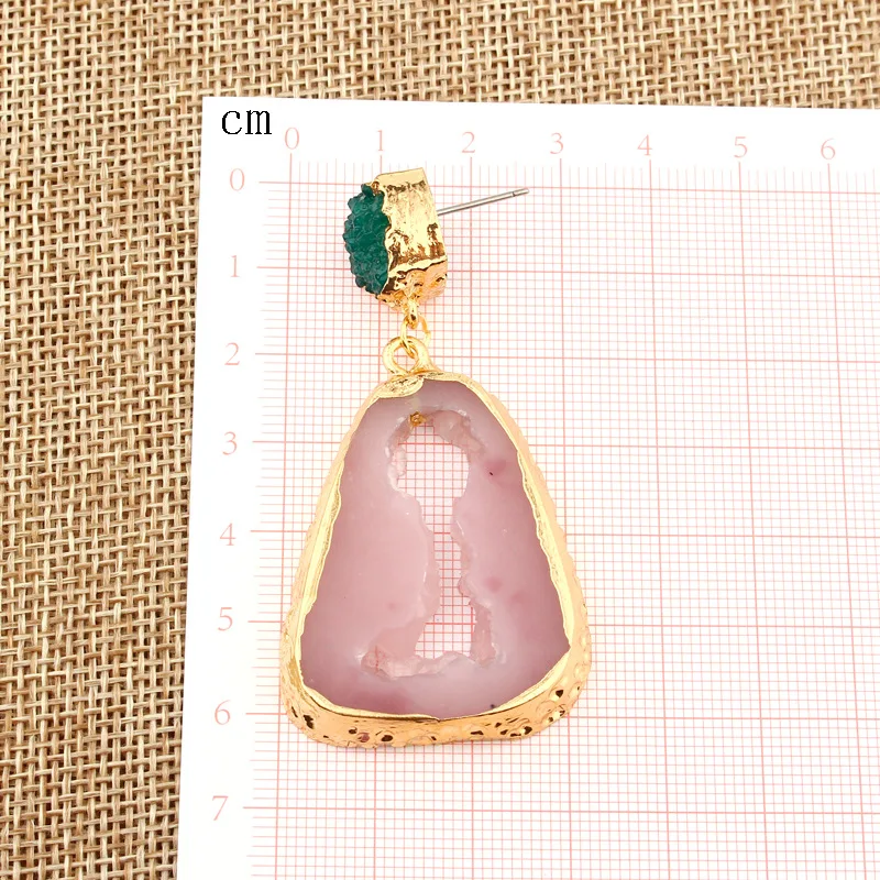 

Joolim Blue Pink Resin Stone Drop Earring Natural Earring Drzuy Quartz Earring
