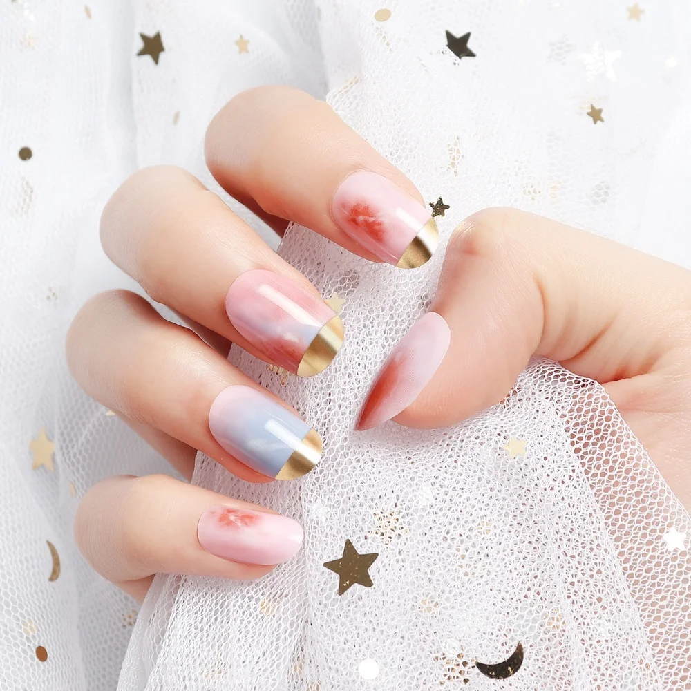 Прозрачные накладные ногти искусственные с клеем для наращивания квадратные