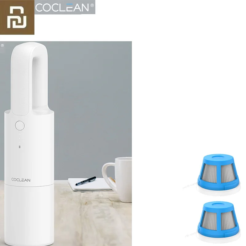White add 2Filter XIAOMI Mijia Cleanfly Coclean портативный автомобильный ручной пылесос для домашнего мини пылесборника с сильным всасыванием - Цвет: White add 2Filter