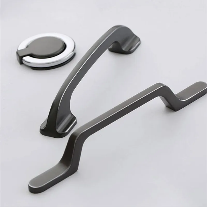 Модные Простые жемчужные серые ручки KK & FING из цинкового сплава для ящиков Ручки