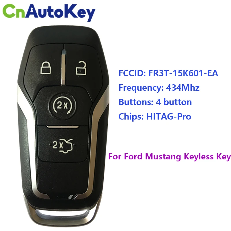 

CN018077 Aftermarket 4 Button Smart Key For Ford Mustang With 434 MHz HITAG-Pro Chip FR3T-15K601-EB Keyless Go