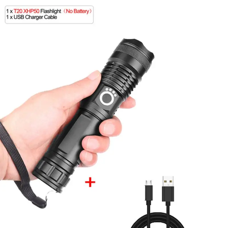Светодиодный фонарь P50 с зарядкой от usb, Электрический фонарь, мощный зум, перезаряжаемый аккумулятор 26650, для кемпинга, охоты, улицы, CORC