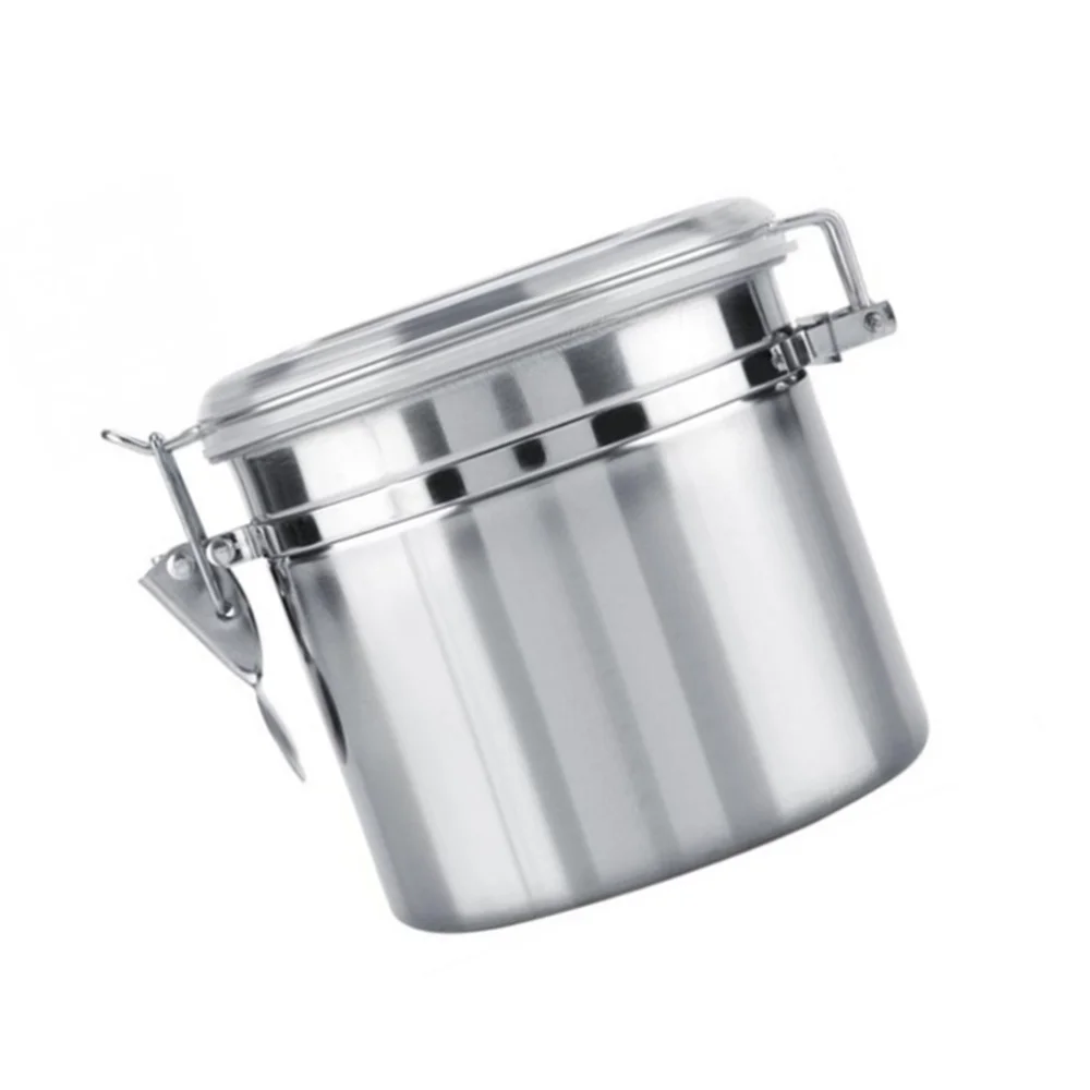 

495ML Stainless Steel Sealed Cans Coffee Beans Storage Tank Snacks Container Home Kitchen Tool (10x7.5cm)