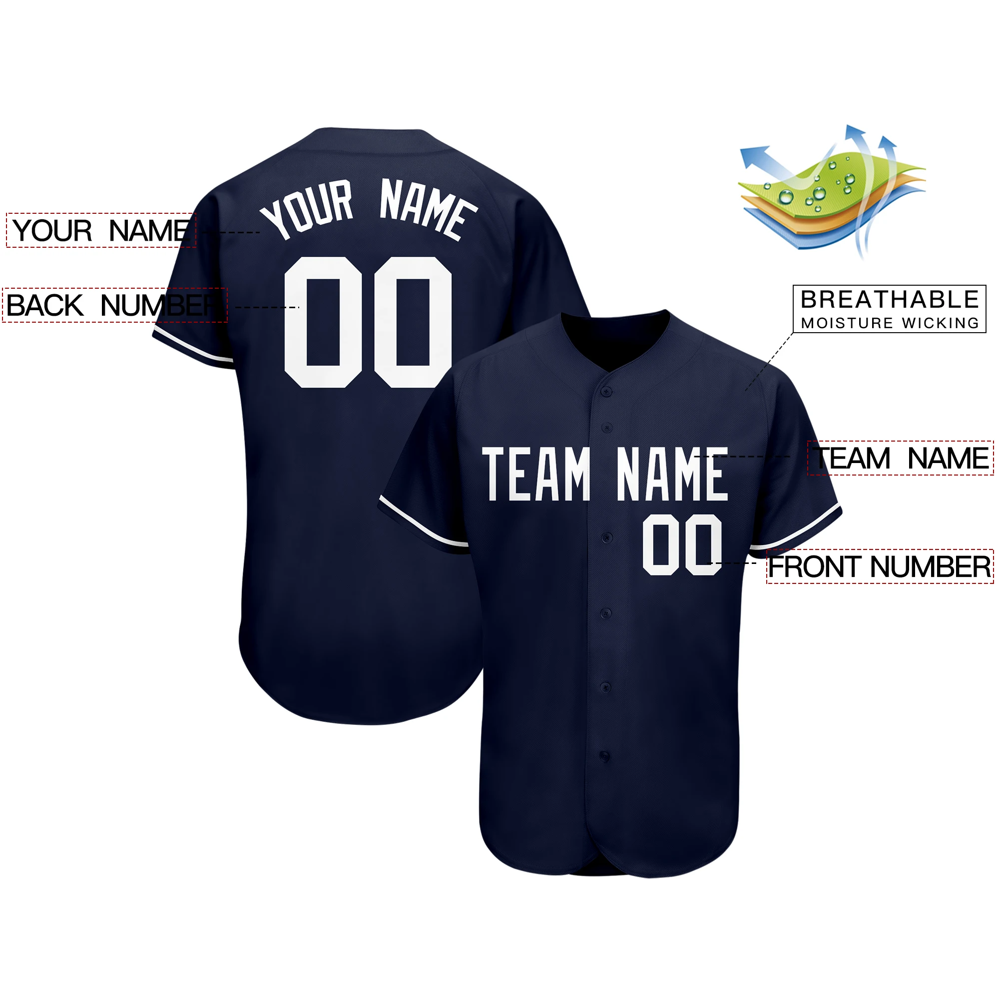 Custom New Button Baseball Jersey Sublimation Design Sewing Name Number Suitable Men/Kid Outdoor Game Training Sport Shirt