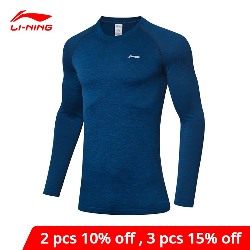 Мужская футболка с длинными рукавами Li Ning облегающая бесшовная Спортивная из