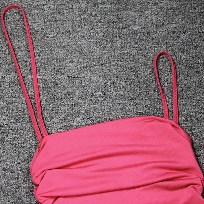 

Sexy Spaghetti Strap Dresses For Women Casual Bodycon Pleated Backless Beach Sundress Ladies Clothing Party Prom Streetwear