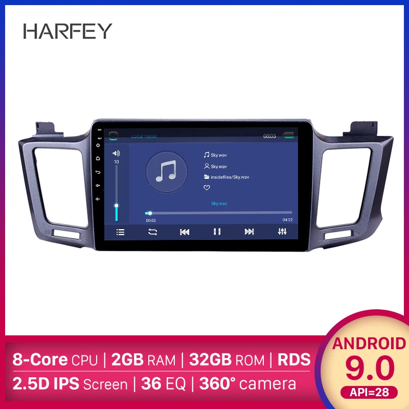 Автомагнитола Harfey с GPS 10 1 дюйма 2Din Android 9 0 для Toyota RAV4 2013 2016 4G Wi Fi AM FM Bluetooth USB DVR