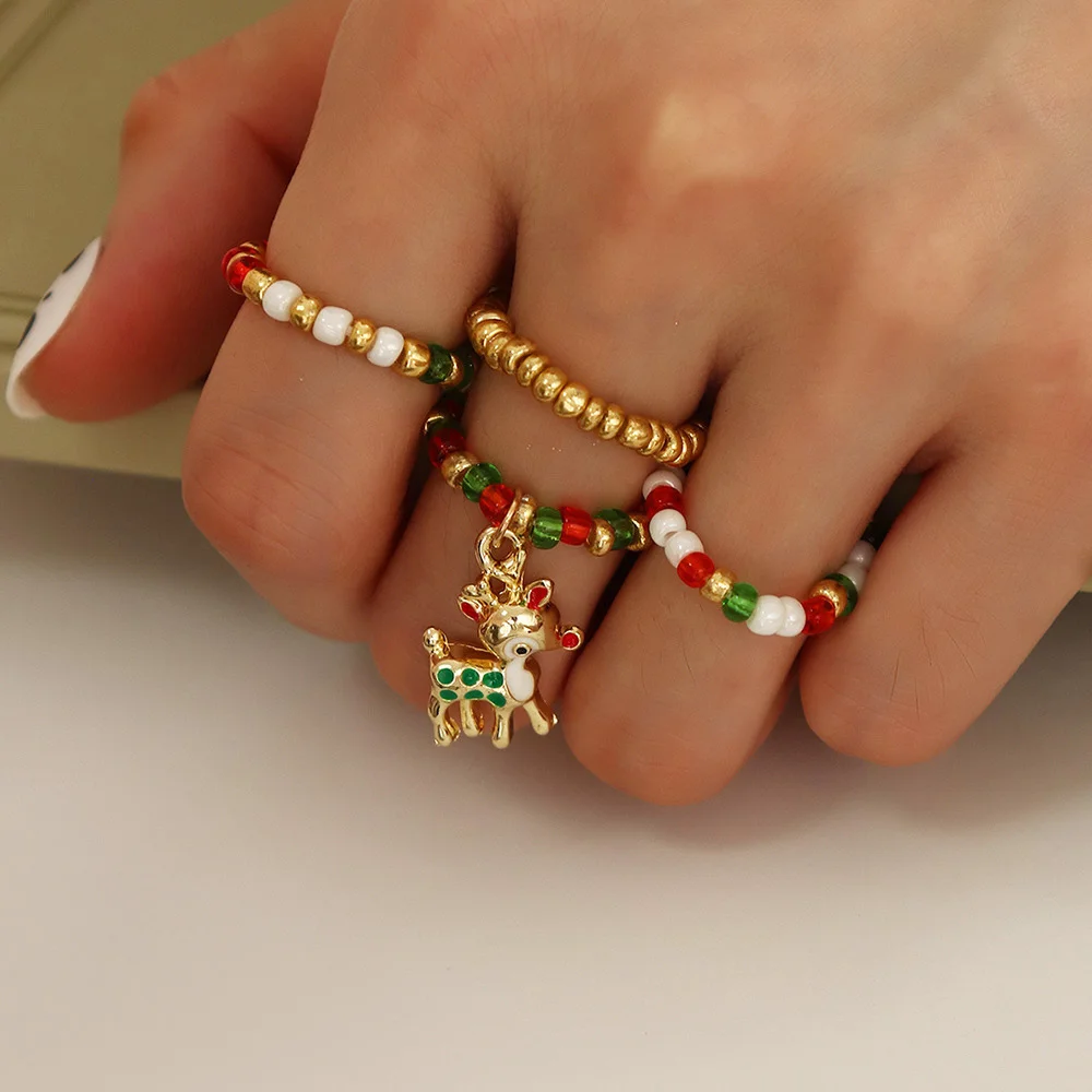 

Женское кольцо с бусинами в богемном стиле, 4 предмета