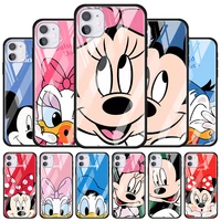 mickey minnie couple for apple iphone 12 pro max mini 11 pro xs max x xr 6s 6 7 8 plus luxury tempered glass phone case