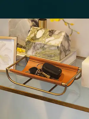 Классический Простой кожаный поднос креативная маленькая модель комнаты мягкое