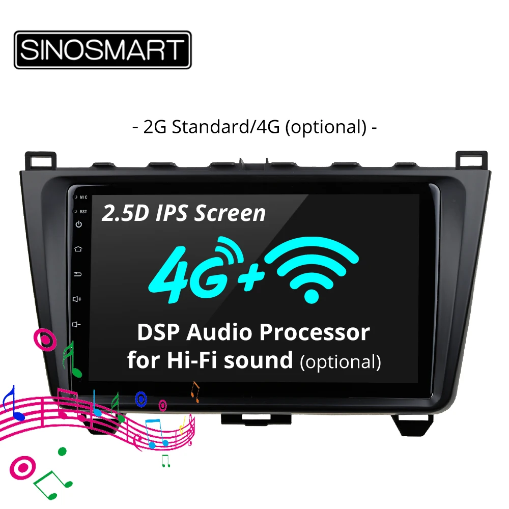 SINOSMART наличии в России ЕС 2.5D ips 2G ram Автомобильный gps навигационный плеер для Mazda 6