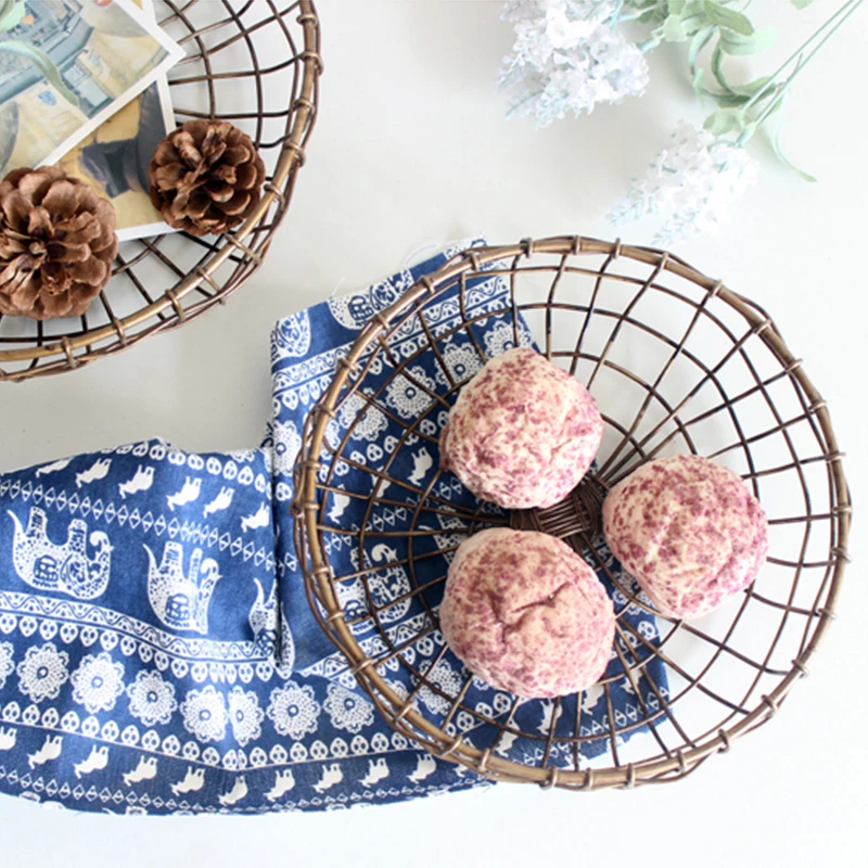 Круглая Ретро медная корзина для хранения фруктов закусочный хлеб офисная