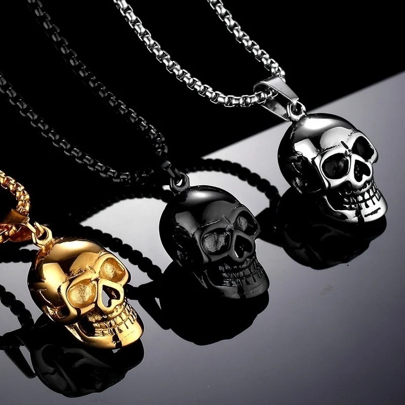 

Popular new punk men domineering fashion hip-hop skull pendant retro gothic charm party necklace Halloween jewelry gift