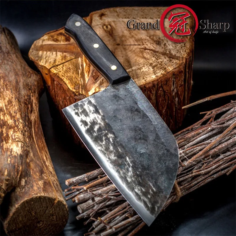 GRANDSHARP ручной Кованый шеф-поварский нож стальной кованый китайский Кливер