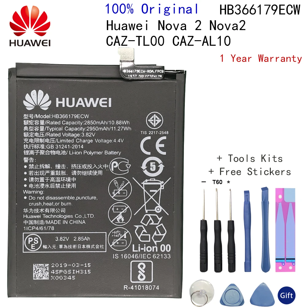 Оригинальный сменный аккумулятор HB366179ECW для Huawei Nova 2 аутентичный телефона с