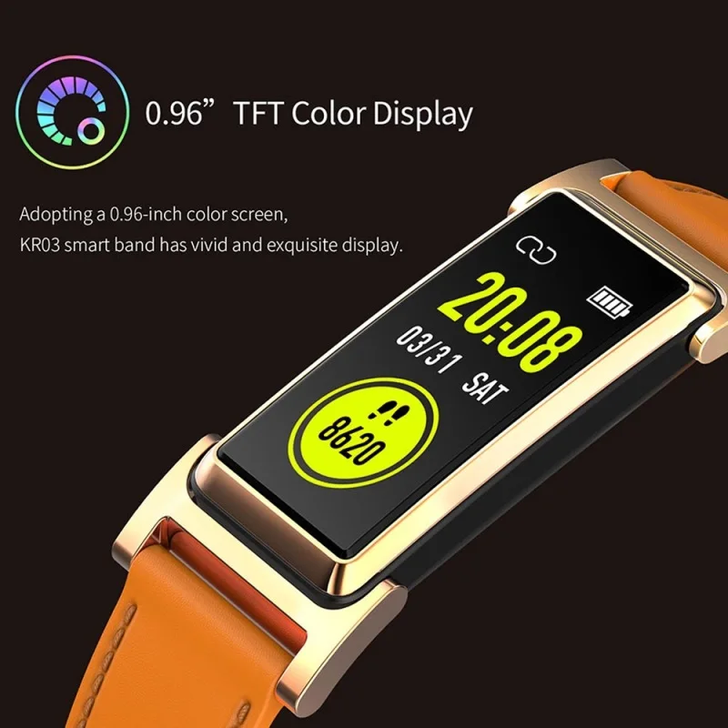 Бизнес кожаный смарт-браслет шагомер пульсометр Спортивный Браслет