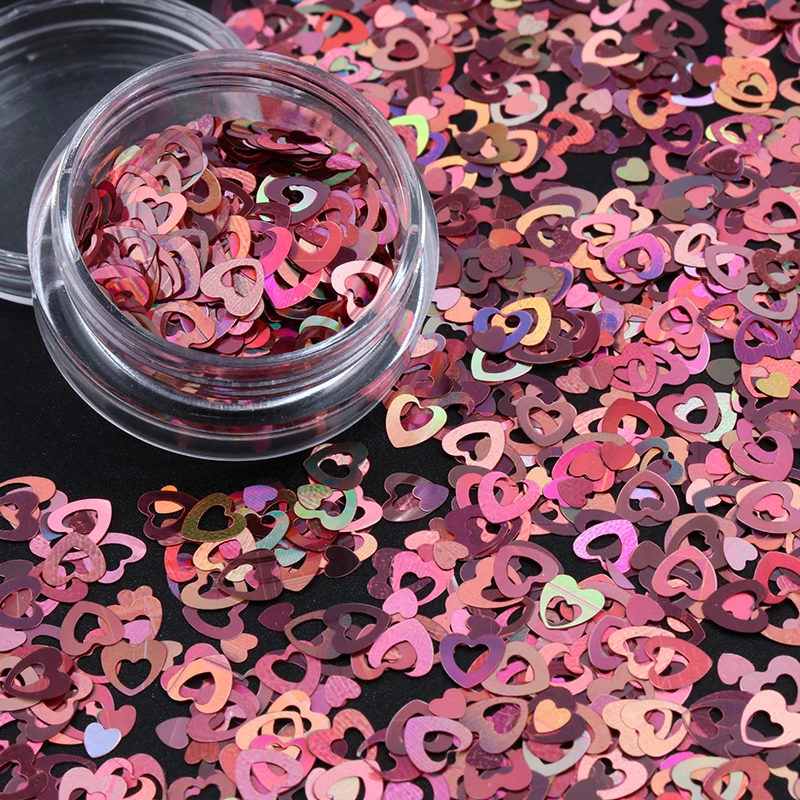 Мерцающие блестки Блестящие Блестки милое сердце хлопья 3D пайетки для ногтей