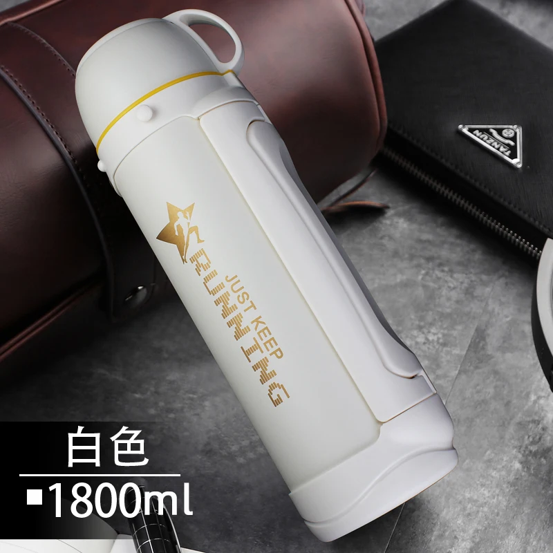 WHITE 1.8L Pinkah 1.2L 1.5L 1.8L большая емкость более 48H чайник с изоляцией портативный с плечевым ремнем Открытый Вакуумный термос с ручкой - Цвет: WHITE 1.8L