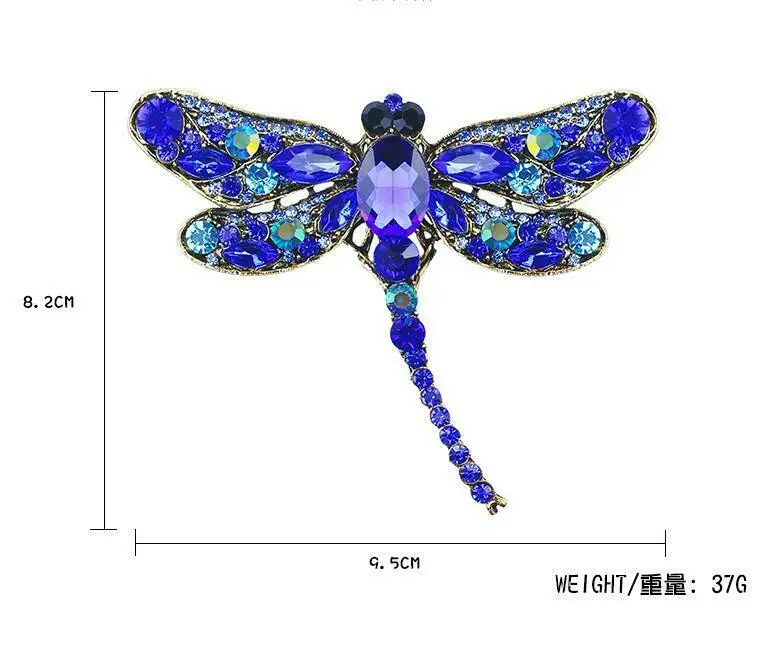 

Classic Blue Dragonfly Bird Brooch Pin Crystal Rhinestone Animal Party Jewelry Brooches For Women Gifts