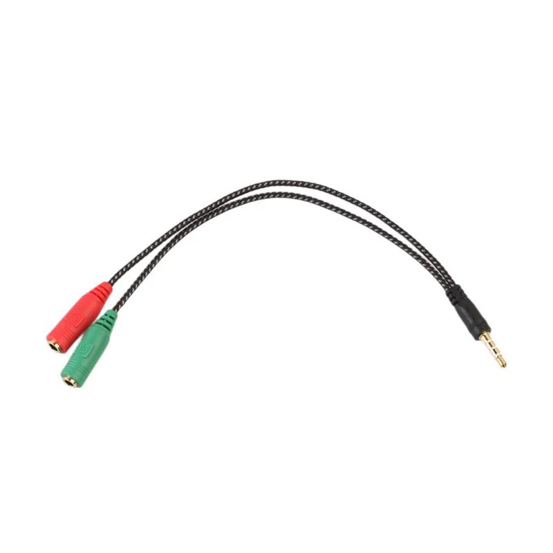 

3.5mm AUX Audio Mic Splitter Cable Earphone Headphone Adapter 1 Male To 2 Female