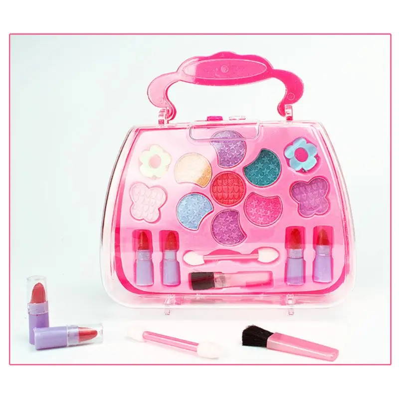 

D7YD Safe Non Toxic Children Girl Princess Makeup Set Eyeshadow Lipstick Brush Kit Pr