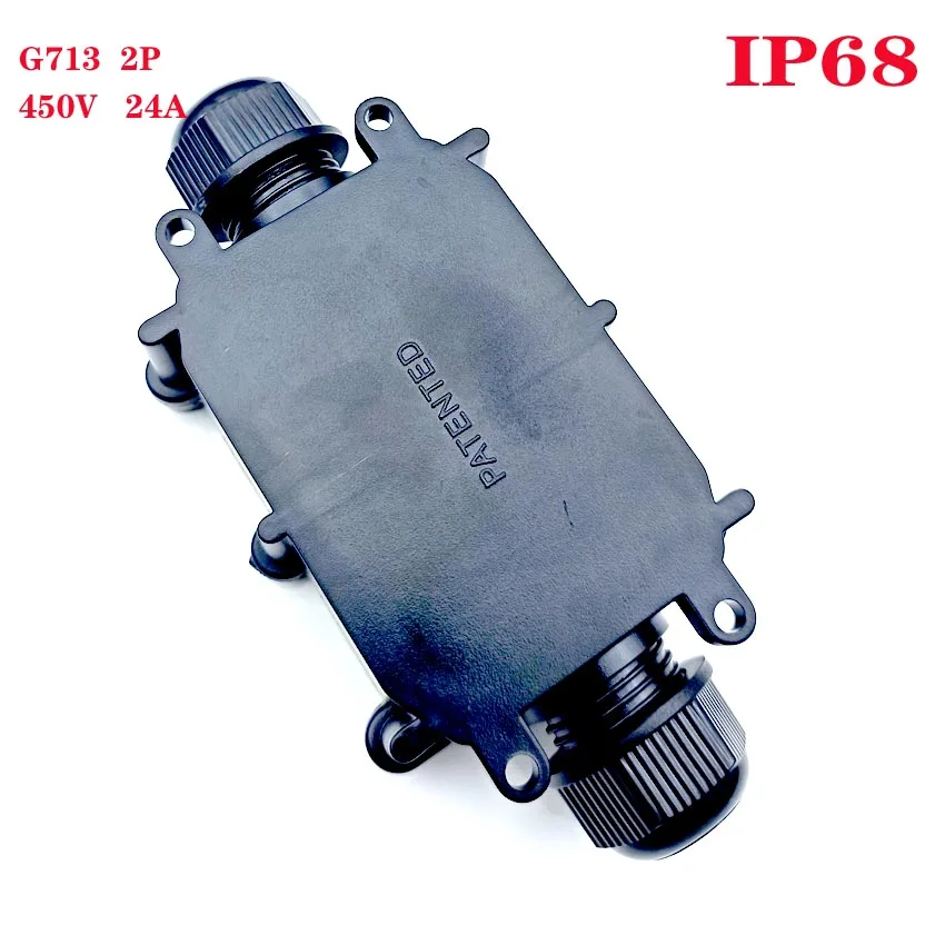 

1 шт. черная распределительная коробка 2 пути Водонепроницаемая электрическая распределительная коробка для наружного освещения кабель за...