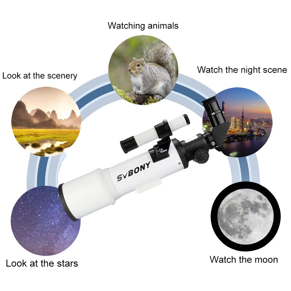 SVBONY-telescopio de refracción SV501 70/F6, sin soporte, adecuado para niños, adultos, principiantes, Stargazing, paisaje