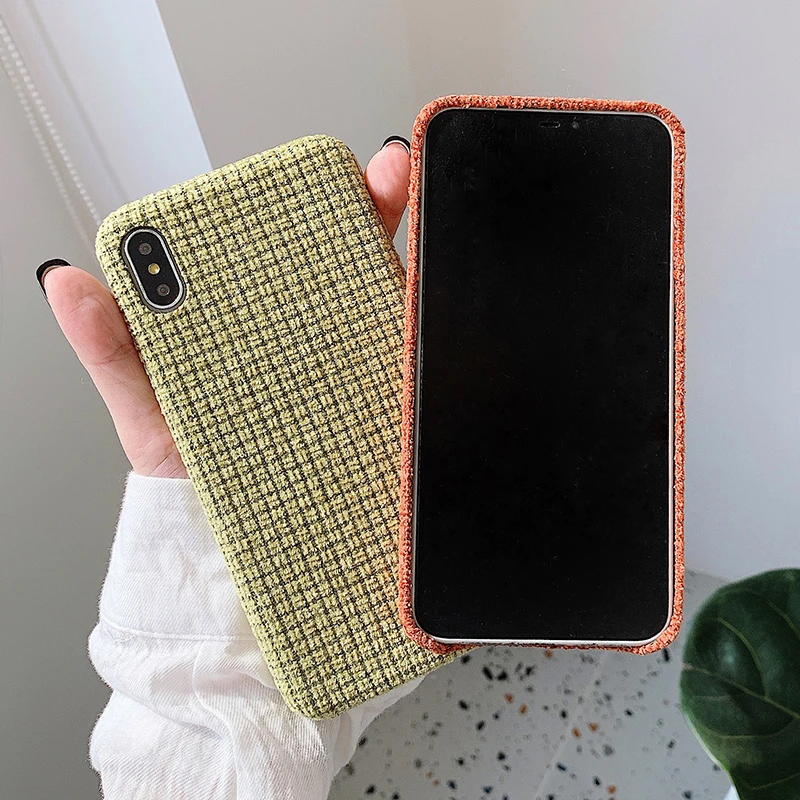 Зимние теплые сетчатые чехлы для телефонов для iPhone 11Pro Max XR X XS Max 7 8 Plus, модная Противоударная однотонная шерстяная задняя крышка