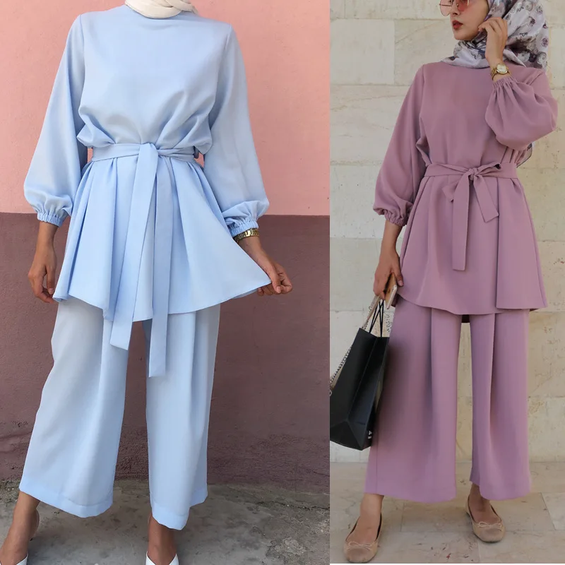 

Muslim Sets Arab Women's Muslim Long-sleeved Suit Turkish Abaya Dubai Muslim Sets Abaya Turkey Muslim Fashion