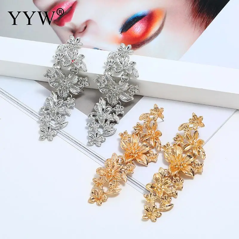 Женский цветок длинная капля висячие серьги индивидуальность уха ювелирные