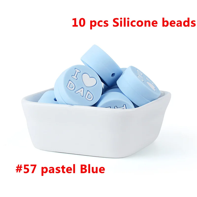 57-10pcs Keep& Grow 10 шт. круглые силиконовые бусы I love Mom Dad грызунок ожерелье бусы DIY Perle Slicone Dentition Kralen игрушки - Цвет: 57-10pcs