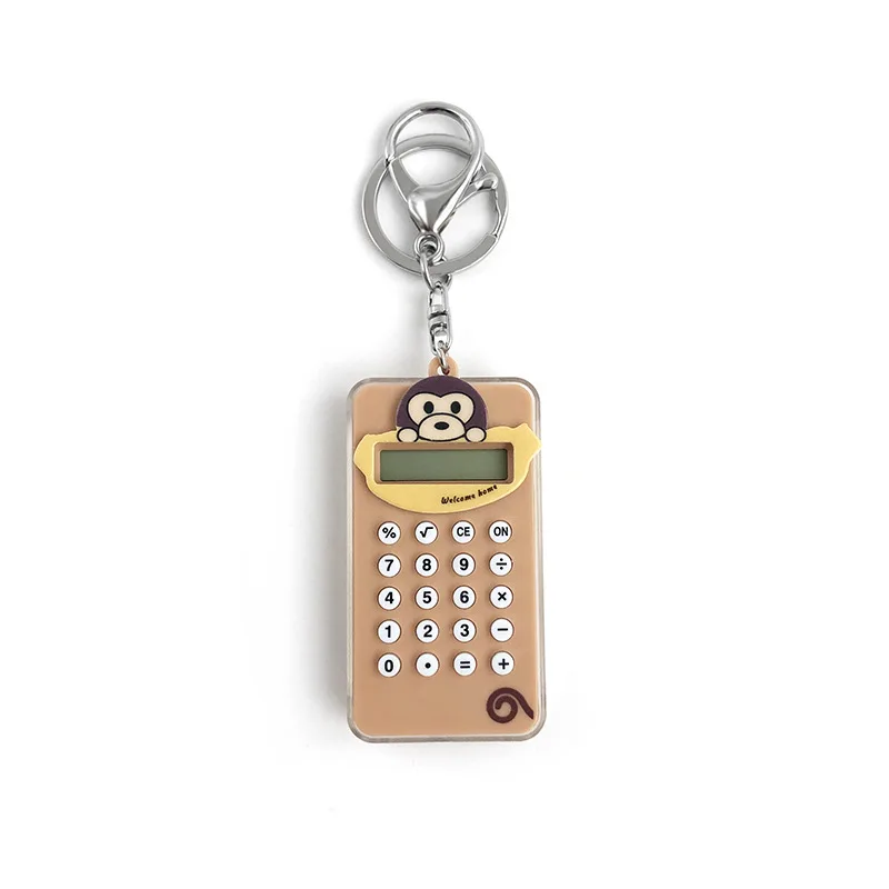 

Plastic Mini Keychain Handheld Cartoon Cute Pocket Calculator Key Chain Office Supplies Student Stationery Key Ring