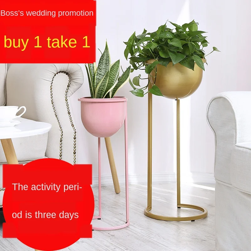 

European wrought iron flower stand floor type living room rack simple indoor balcony Nordic wind green flower shelf