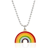fashion cute enamel rainbow sweater chain women necklace long pendant korean lady party coat accessories girls jewelry gift