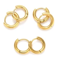 6 pairs 304 stainless steel ring hoop earrings for women hypoallergenic thick earring unisex ear buckle fashion jewelry