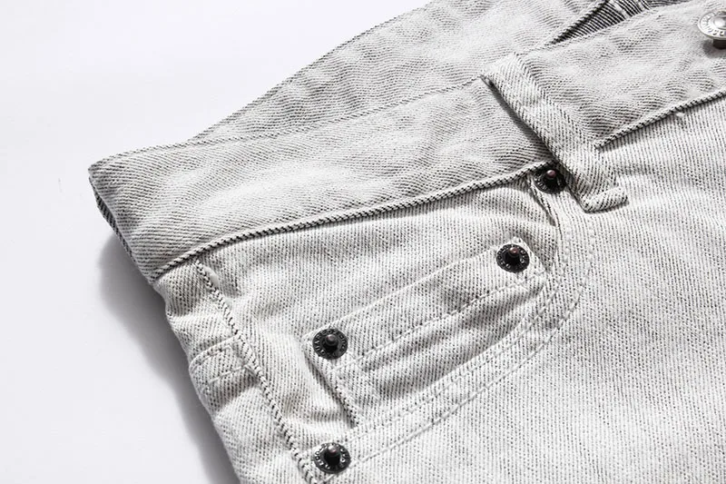 

summer Style famous brand mens straight denim trousers zipper Patchwork Slim white top Shorts jeans for Men