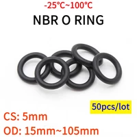 50pcs nbr o ring seal gasket cs 5mm od 15105mm nitrile butadiene rubber spacer oil resistance washer round shape black