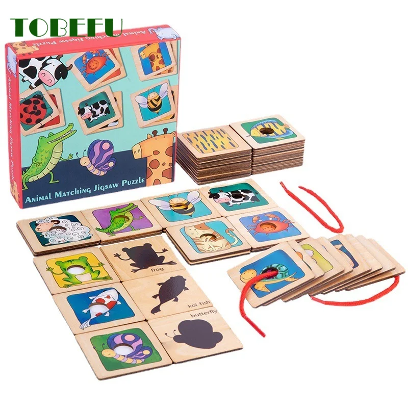 Новый деревянный 3D-пазл пазлы с животными подходящие к коже найдите игру Тень