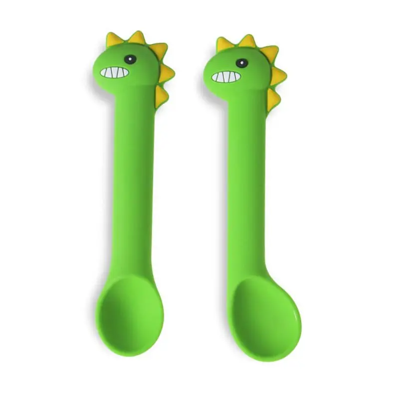

2Pcs Baby Silicone Soft Feeding Spoon Tableware Spoons Infant Learning Spoons
