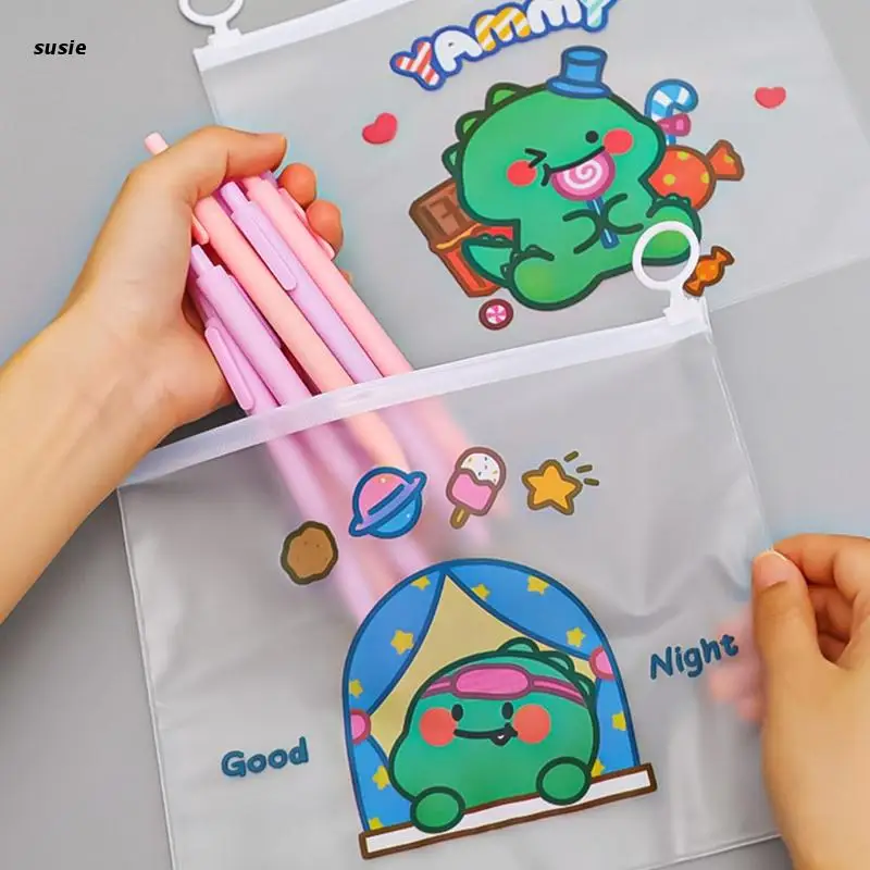 

Little Dinosaur Zip File Bags Storage Document Folder Protective Wallet Pocket PVC Wallets Clear School Office Travel