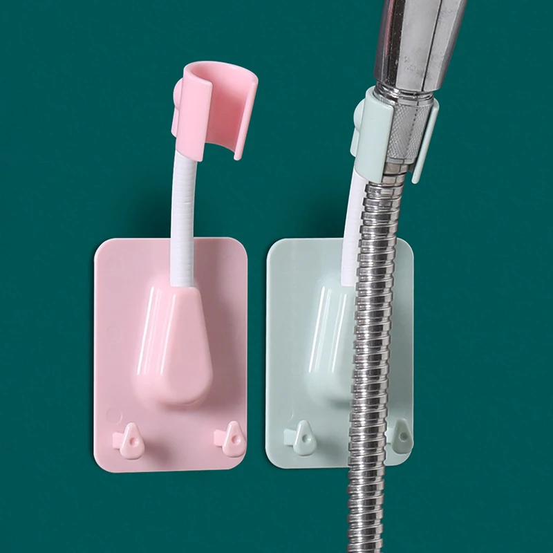 

360° Shower Head Holder Adjustable Self-Adhesive Showerhead Bracket Wall Mount With 2 Hooks Stand SPA Bathroom Universal ABS 1pc
