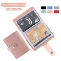 26 card slots pu leather women credit card wallet fashion cute cards holder candy color korean wallet for cards cardholder hot