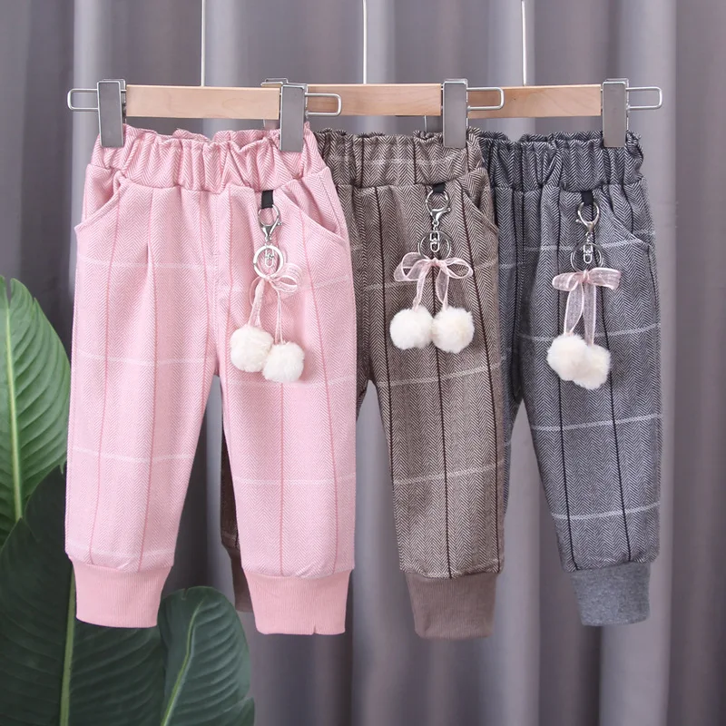 

Брюки хлопковые шаровары принцессы для маленьких девочек милые однотонные Свободные повседневные брюки в клетку с принтом Всесезонная дет...