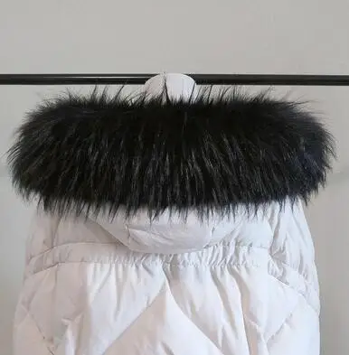 black kacqiard Осенне-зимний женский шарф из енота, лисы, воротник из искусственного меха, шарф с капюшоном, мех меховой воротник, шарф 90 см, R1933 - Цвет: black kacqiard