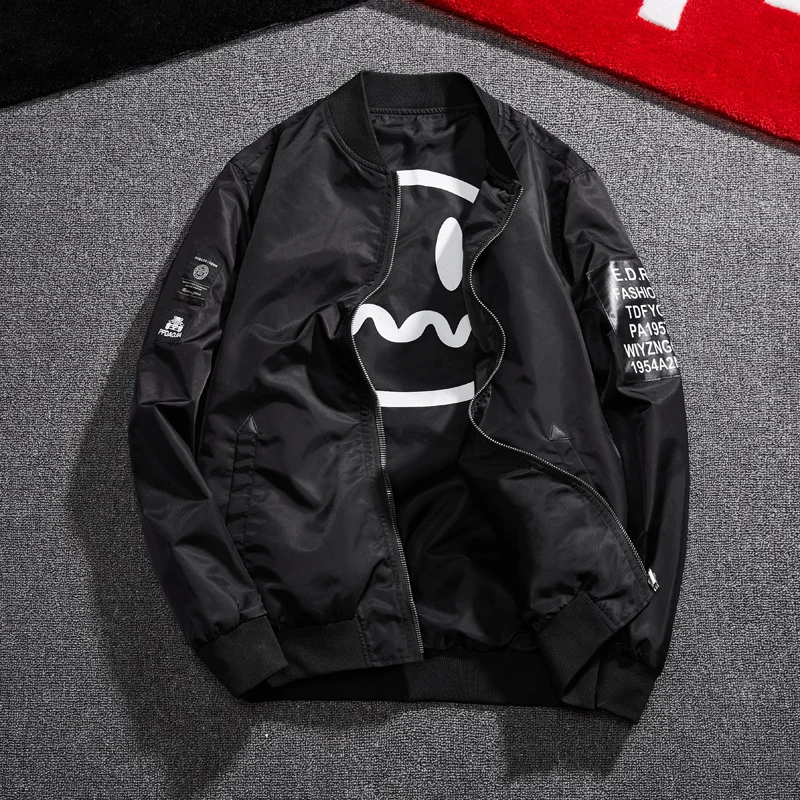 2019 мужская куртка бомбер с нашивкой зеленая Двусторонняя Тонкая Мужская